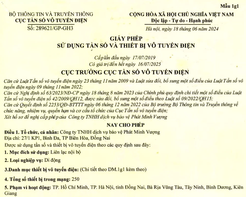 Giấy phép sử dụng tần số bộ đàm giay-phep-su-sung-tan-so-bo-dam